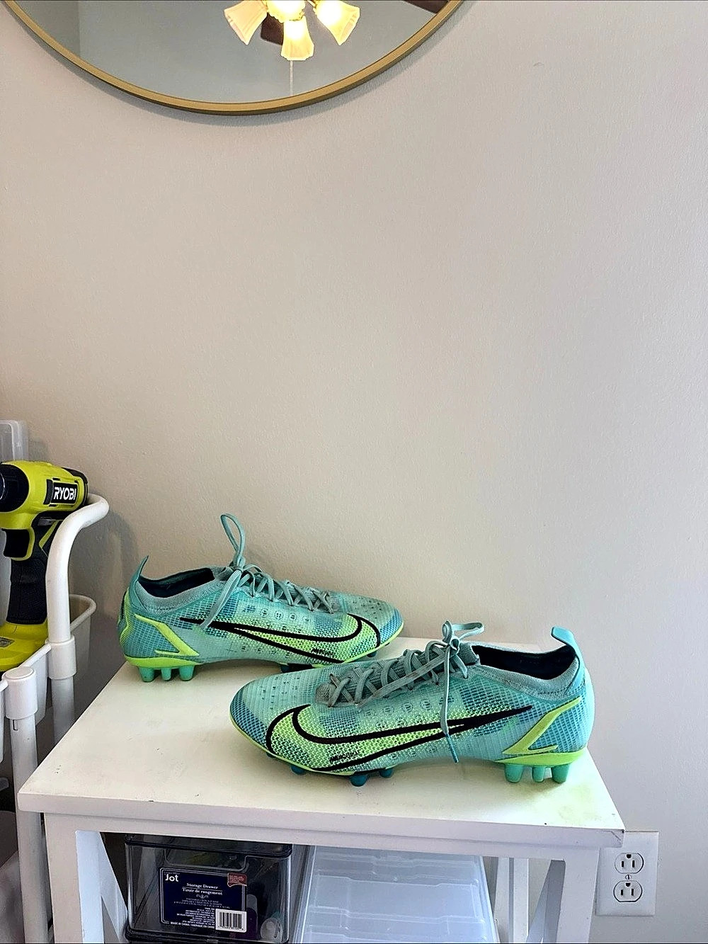 Nike Mercurial Vapor 14 Elite FG Soccer Cleats Green & Blue US 10/UK 9